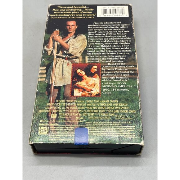 the last of the mohicans Daniel day Lewis VSH tape fox video rated R 1993 READ - Picture 3 of 5